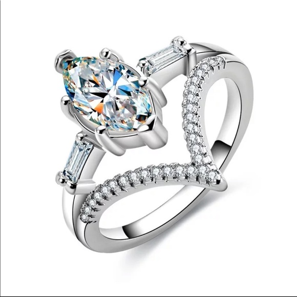 New Women’s 925 Silver Diamond Bridal Ring - Picture 4 of 4